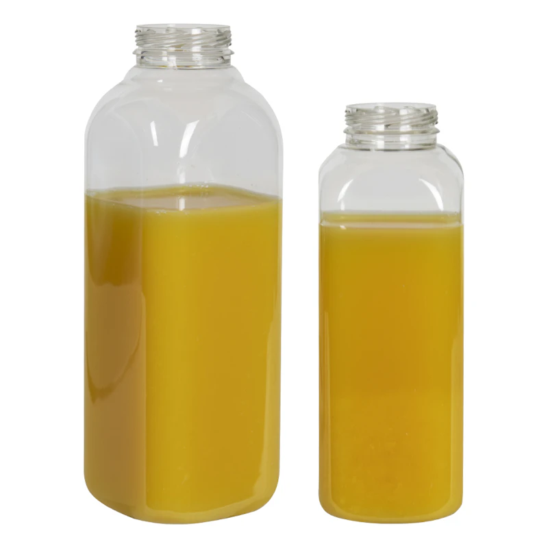 French Square PET Beverage Bottles with ISS/IPEC Neck (25% PCR Material)