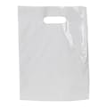9" W x 12" L 2 mil White LDPE Merchandise Bags with Handle - Case of 1000