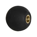 1" Dia., 1/4"-20 Thread Black Rubber Ball Knob