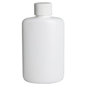 4 oz. White HDPE Oval Bottle with 24/410 White Ribbed Cap with F217 Liner