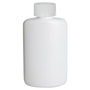 4 oz. White HDPE Oval Bottle with 24/410 White Ribbed CRC Cap with F217 Liner