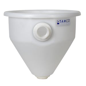 16" Dia. x 16" Hgt. Natural Tamco® Round Hopper with 2" FNPT Bulkhead Inlet & Outlet