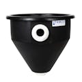 16" Dia. x 16" Hgt. Black Tamco® Round Hopper with 2" FNPT Bulkhead Inlet & Outlet