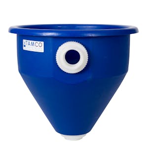 24" Dia. x 22.21" Hgt. Blue Tamco® Round Hopper with 2" FNPT Bulkhead Inlet & Outlet