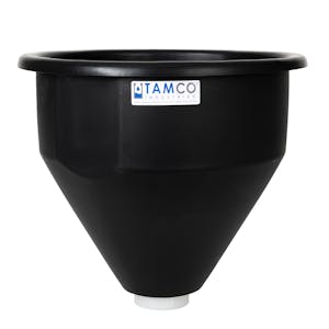 24" Dia. x 22.21" Hgt. Black Tamco® Round Hopper with 3" FNPT Boss Outlet (Full Drain)