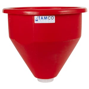 24" Dia. x 22.21" Hgt. Red Tamco® Round Hopper with 3" FNPT Boss Outlet (Full Drain)