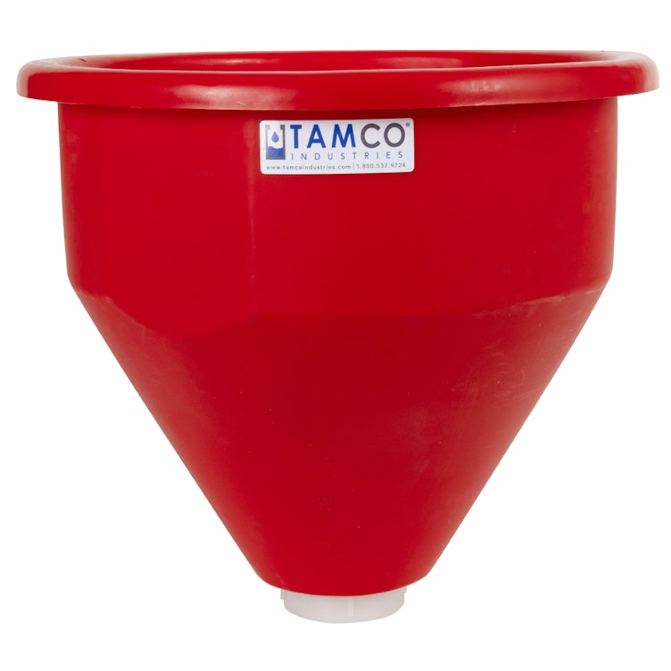 36" Dia. x 33" Hgt. Red Tamco® Round Hopper with 3" FNPT Boss Outlet (Full Drain)