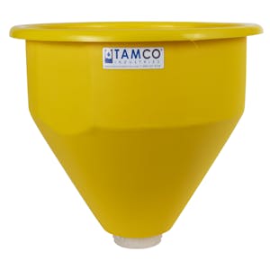 24" Dia. x 22.21" Hgt. Yellow Tamco® Round Hopper with 3" FNPT Boss Outlet (Full Drain)