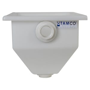 24" L x 24" W x 24-1/2" Hgt. Natural Tamco® Square Hopper with 2" FNPT Bulkhead Inlet & Outlet