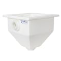 12-1/2" L x 12-1/2" W x 13" Hgt. White Tamco® Square Hopper with 2" FNPT Bulkhead Inlet & Outlet