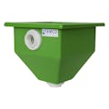 12-1/2" L x 12-1/2" W x 13" Hgt. Green Tamco® Square Hopper with 2" FNPT Bulkhead Inlet & Outlet