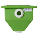 12-1/2" L x 12-1/2" W x 13" Hgt. Green Tamco® Square Hopper with 2" FNPT Bulkhead Inlet & Outlet