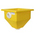 12-1/2" L x 12-1/2" W x 13" Hgt. Yellow Tamco® Square Hopper with 2" FNPT Bulkhead Inlet & Outlet