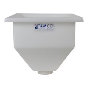 12-1/2" L x 12-1/2" W x 13" Hgt. Natural Tamco® Square Hopper with 3" FNPT Boss Outlet (Full Drain)