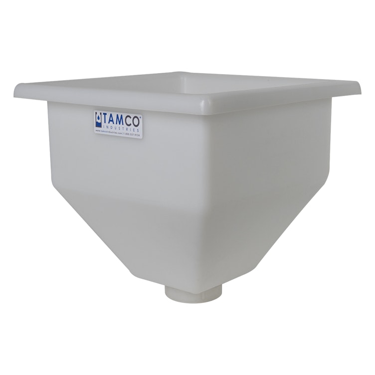 30" L x 30" W x 30-1/2" Hgt. Natural Tamco® Square Hopper with 3" FNPT Boss Outlet (Full Drain)