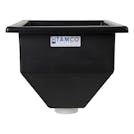 12-1/2" L x 12-1/2" W x 13" Hgt. Black Tamco® Square Hopper with 3" FNPT Boss Outlet (Full Drain)