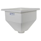 12-1/2" L x 12-1/2" W x 13" Hgt. White Tamco® Square Hopper with 3" FNPT Boss Outlet (Full Drain)