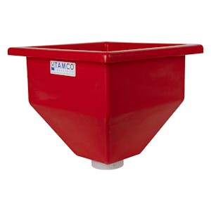 24" L x 24" W x 24-1/2" Hgt. Red Tamco® Square Hopper with 3" FNPT Boss Outlet (Full Drain)
