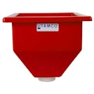 12-1/2" L x 12-1/2" W x 13" Hgt. Red Tamco® Square Hopper with 3" FNPT Boss Outlet (Full Drain)