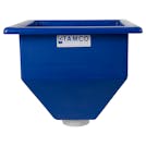 12-1/2" L x 12-1/2" W x 13" Hgt. Blue Tamco® Square Hopper with 3" FNPT Boss Outlet (Full Drain)