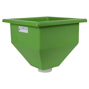 24" L x 24" W x 24-1/2" Hgt. Green Tamco® Square Hopper with 3" FNPT Boss Outlet (Full Drain)