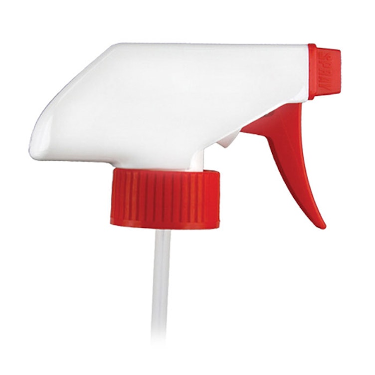 Plastic Chemical Resistant Spray Bottle Trigger Only, 9-1/4in Dip Tube,  Standard 28/400mm Neck, Red