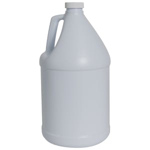1 Gallon White with Blue Tint HDPE Round Jug with 38/400 White Ribbed Cap with Heat Induction Liner