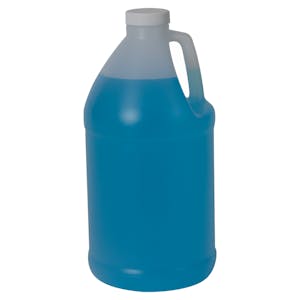1/2 Gallon Natural HDPE Round Jug with 38/400 White Ribbed Cap with Heat Induction Liner