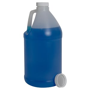 1/2 Gallon Natural HDPE Round Jug with 38/400 White Ribbed Cap with Heat Induction Liner