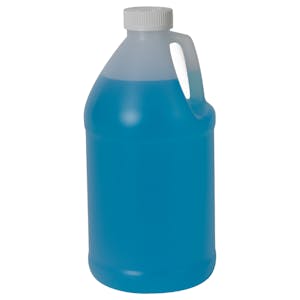 1/2 Gallon Natural HDPE Round Jug with 38/400 White Ribbed CRC Cap with F217 Liner