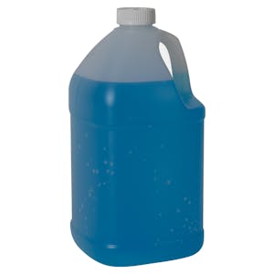 1 Gallon Natural HDPE Square Jug with 38/400 White Ribbed CRC Cap with F217 Liner