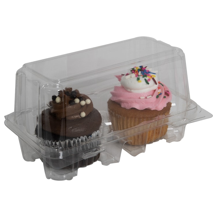 2 Count Premium Clear Clamshell Jumbo Tall Cupcake Container - Case of 200