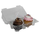 2 Count Premium Clear Clamshell Standard Cupcake Container - Case of 100