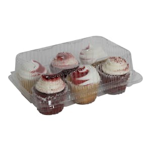 6 Count Premium Clear Clamshell Standard Tall Cupcake Container - Case of 100