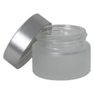 15mL Frosted Glass Jar with 46mm Brushed Silver Lid with F217 Liner
