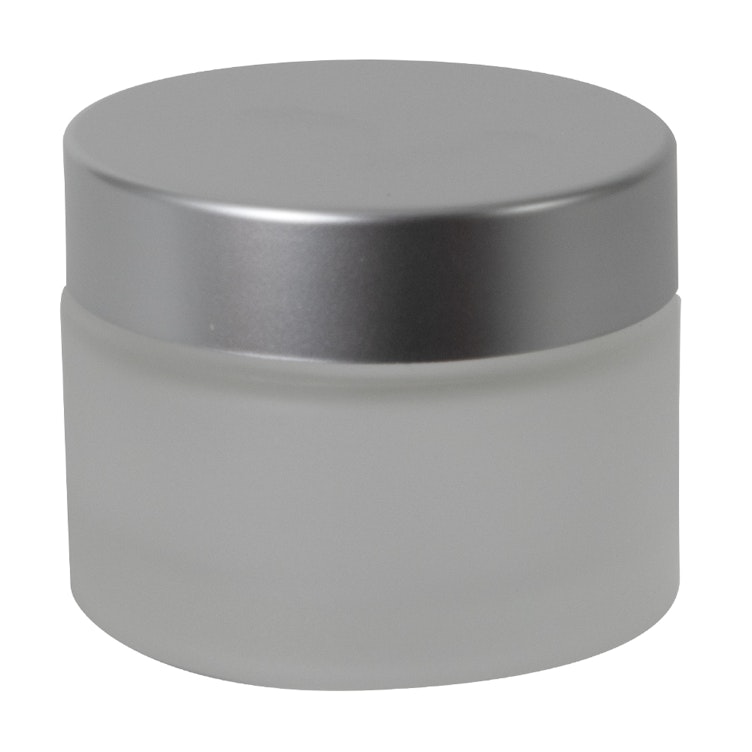50mL Frosted Glass Jar with 53mm Brushed Silver Lid with F217 Liner