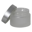 50mL Frosted Glass Jar with 53mm Brushed Silver Lid with F217 Liner