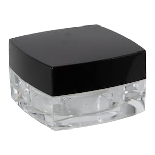 Square Double Wall Low Profile Jar with Black Cap