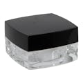 15mL Clear Acrylic Outer & White Polypropylene Inner Square Low Profile Jar with Black ABS Cap with Liner