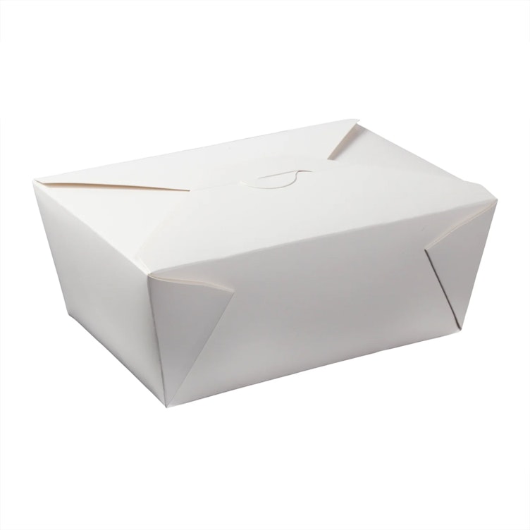 #4 White Large Folded Paperboard Takeout Box with High Profile - Case of 160