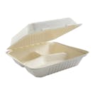 Large Square Eco-Friendly Fiber Clamshell Takeout Container with 3 Compartments - Case of 200
