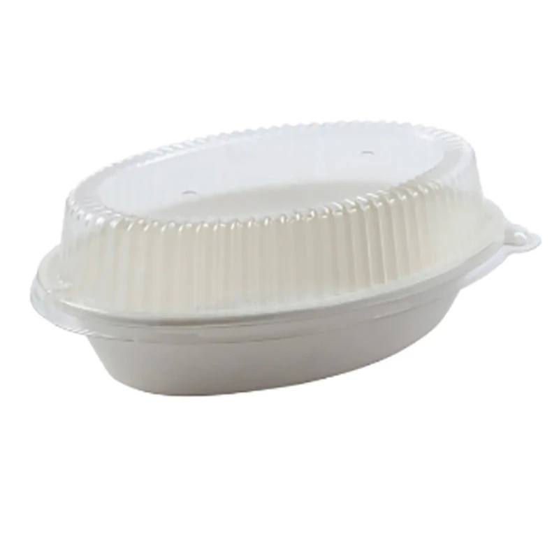 Eco-Friendly Fiber Oval Takeout Bowls & Lids