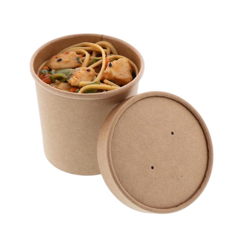 12 oz. Kraft Paperboard Round Food Container with Lid - Case of 250