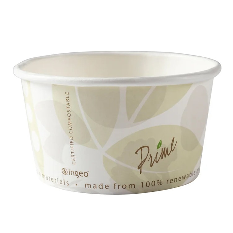 12 oz. White Patterned Paperboard Compostable Round Food Container (Lid Sold Separately) - Case of 500