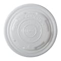 White CPLA Lid for 12 oz., 16 oz. & 32 oz. Compostable Round Food Container - Case of 500