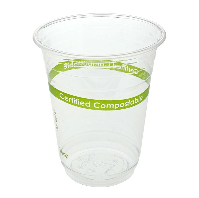 16 oz. Clear PLA Compostable Cold Cup (Lid Sold Separately) - Case of 1000