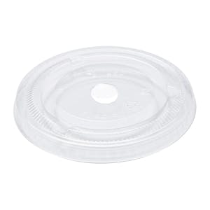 Clear CPLA Flat Lid for 12 oz., 16 oz., 20 oz. & 24 oz. Compostable Cold Cup - Case of 1000