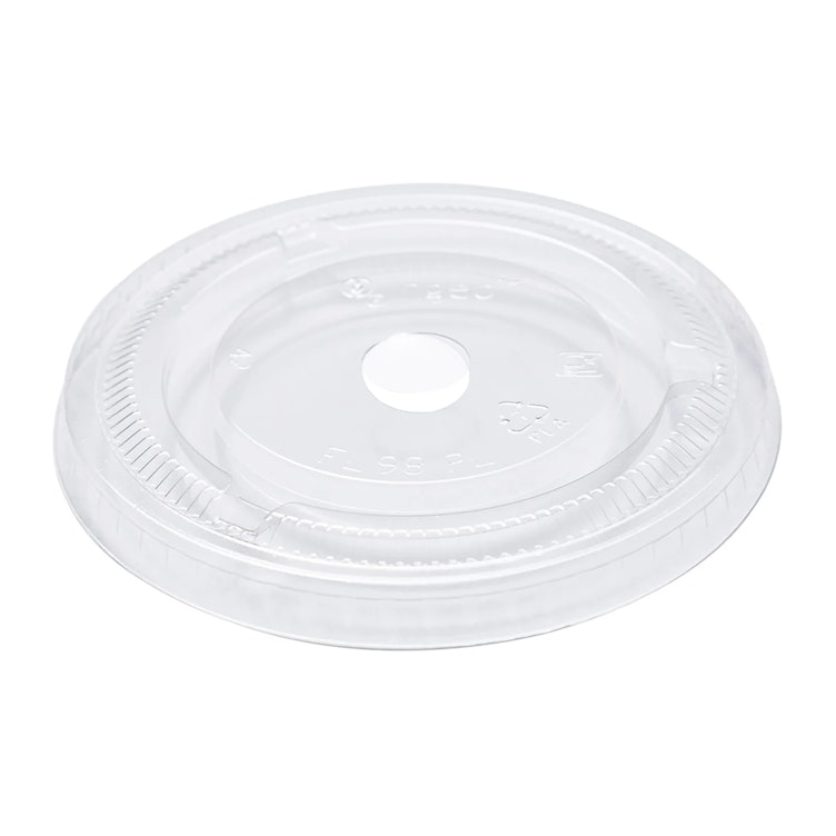 Clear CPLA Flat Lid for 12 oz., 16 oz., 20 oz. & 24 oz. Compostable Cold Cup - Case of 1000