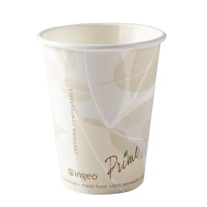 8 oz. White Patterned Paperboard Compostable Hot Cup (Lid Sold Separately) - Case of 1000