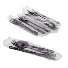 3-Piece Heavyweight Black Polypropylene Fork, Knife & Spoon Cutlery Set, Individually Wrapped - Case of 500